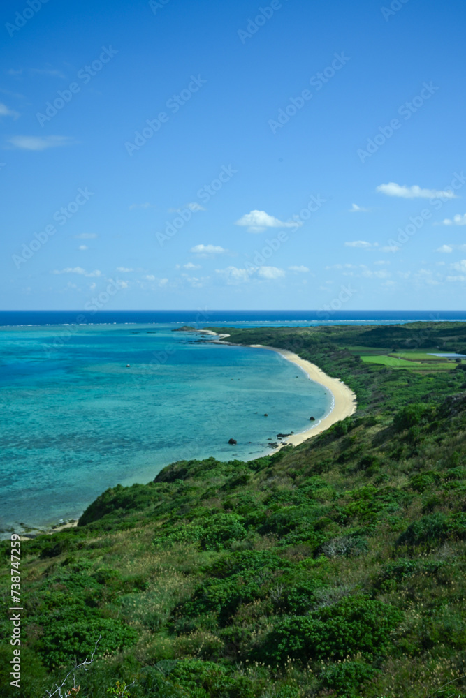 Cape of Ishigaki Island, blue sky and sea