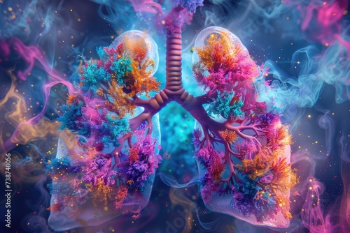 Human lungs full of color and energy photo