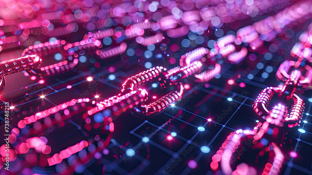 Blockchain revolution visual, interconnected blocks and data streams, crypto trading background Blockchain revolution visual, interconnected blocks and data streams, crypto trading background