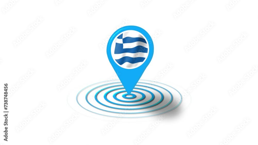 Greece flag icon 3d GPS location tracking animation in white background Greece flag icon 3d GPS location tracking animation in white background