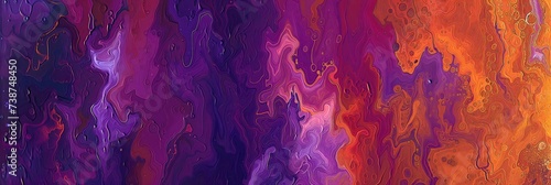 Abstract Fluid Art Background with Vibrant Purple and Orange Hues  Marbling Texture  Creative Colorful Design Concept