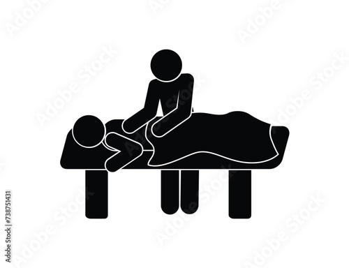 masseur icon, man doing massage, massage room illustration