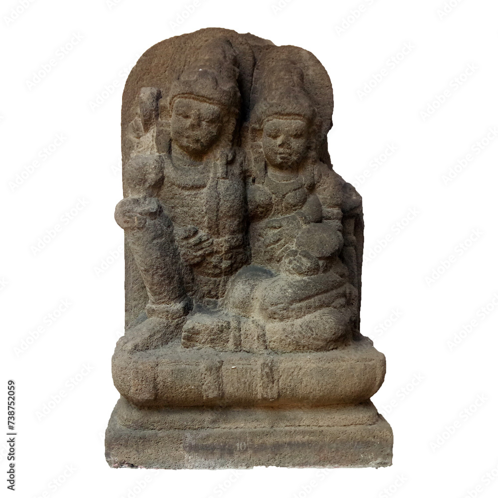 Stone statue of vishnu and lakshmi
