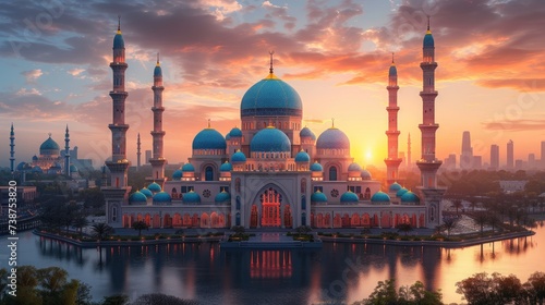 Architectural marvel: Ramadan mosque beauty. This image is very suitable for your creative works.