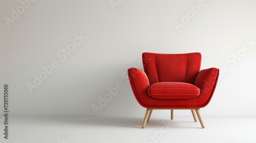 Isolated red lounge armchair on white,
