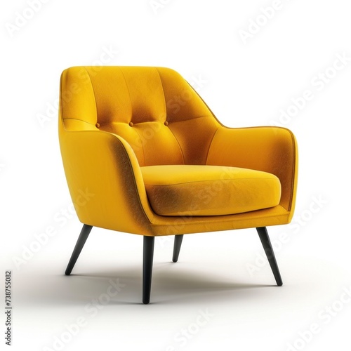 Isolated yellow lounge armchair on white