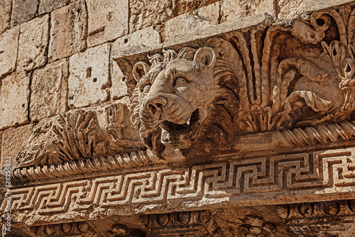 Löwenkopf in der Tempelanlage von Baalbek, Libanon