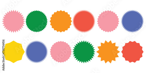 Set of vector starburst, sunburst badges. Vintage labels. Colored stickers. A collection of different types and colors icon.