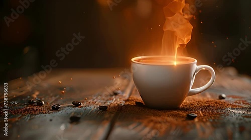 A cup of hot, steaming coffee or tea to start your morning and make a cold day good Generative AI photo