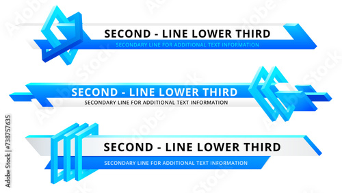 Set of lower third or television news bar design template isolated on white background.
