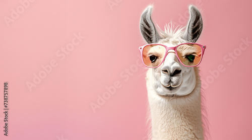 Fashionable Llama in Pink Sunglasses