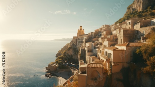 View of Menton, a town on the French Riviera in southeast France, Mediterranean sea