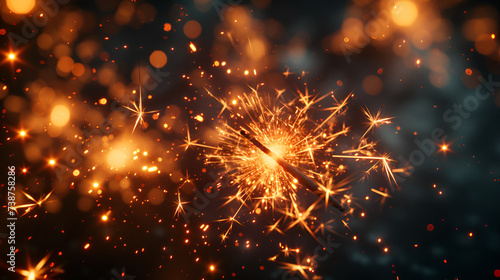 A Beautiful Background of Burning Sparklers Illuminating New Year's Eve Celebrations, Festive Atmosphere for Holiday Greetings, Generative AI