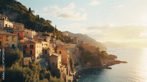 View of Menton, a town on the French Riviera in southeast France, Mediterranean sea