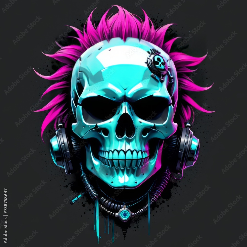digital punk skull and crossbones  created with generative AI software