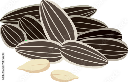 Melon seeds, sunflower seeds, illustration, Taiwan, China, dark, food, protein,