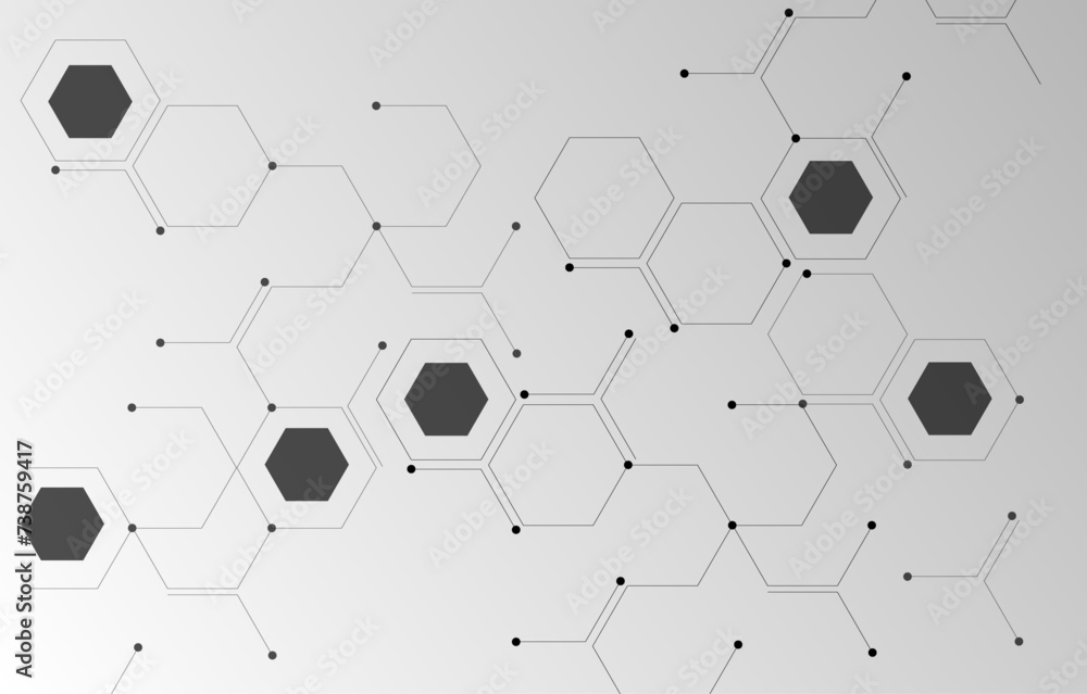 Abstract gray hexagonal molecular structures tech background Abstract gray hexagonal molecular structures tech background
