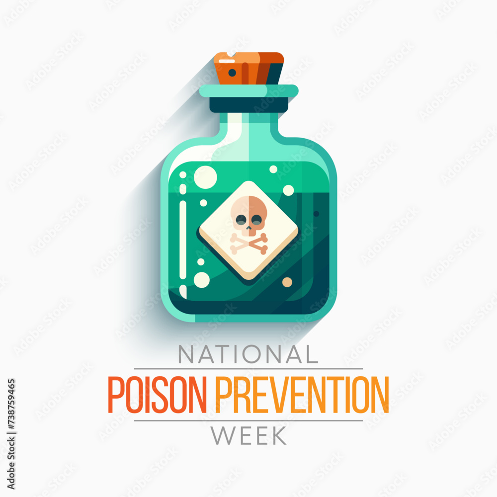 Poison prevention week (NPPW) is observed every year in March, to highlight the dangers of poisonings for people of all ages. vector illustration Poison prevention week (NPPW) is observed every year in March, to highlight the dangers of poisonings for people of all ages. vector illustration
