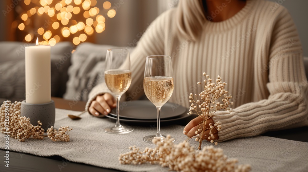 a woman sitting at a table with wine glasses a woman sitting at a table with wine glasses
