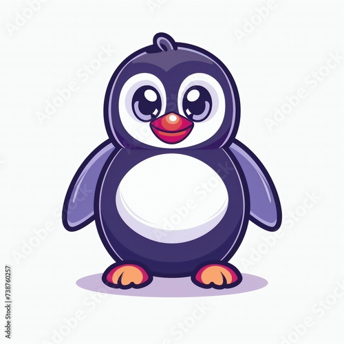 Cute penguin flat logo illustration, cartoon penguin icon on a white background.