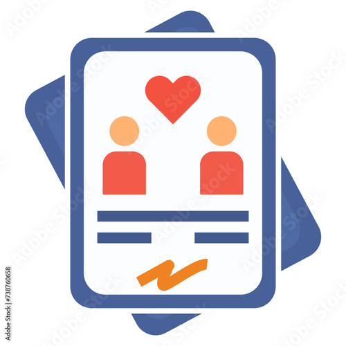 marriage certificate flat style icon