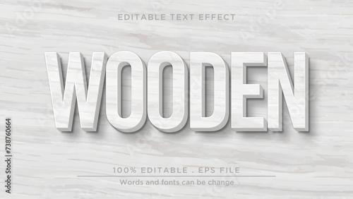 Wood 3d text effect. white wood mockup text effect template