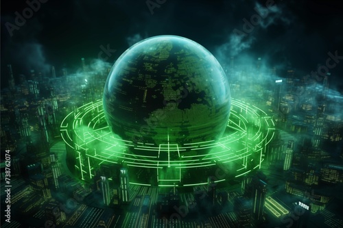 Space Earth  A big data Global Digital Network Illustration with Sci-Fi and futuristic atmosphere