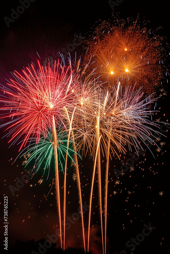 Vibrant Firework Display Illuminating the Night Sky