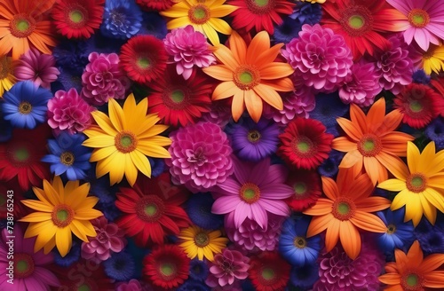 Multi-colored flower wall background. 