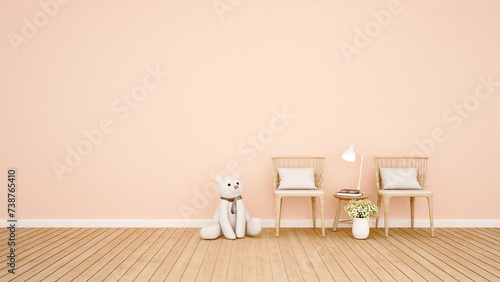 Living room on peach color for artwork - 3D Illustration