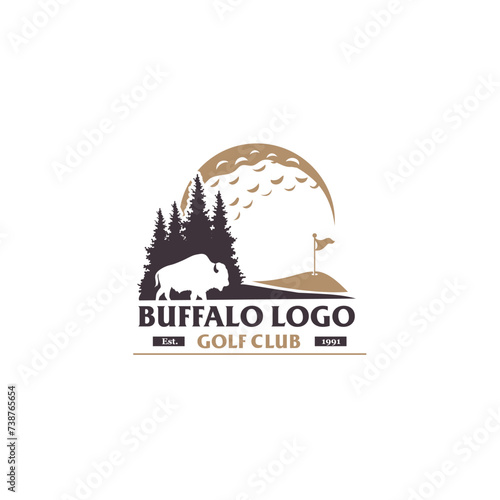 Buffalo golf logo, sport logo vector
