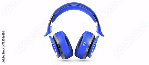 a blue headphones with a silver handle