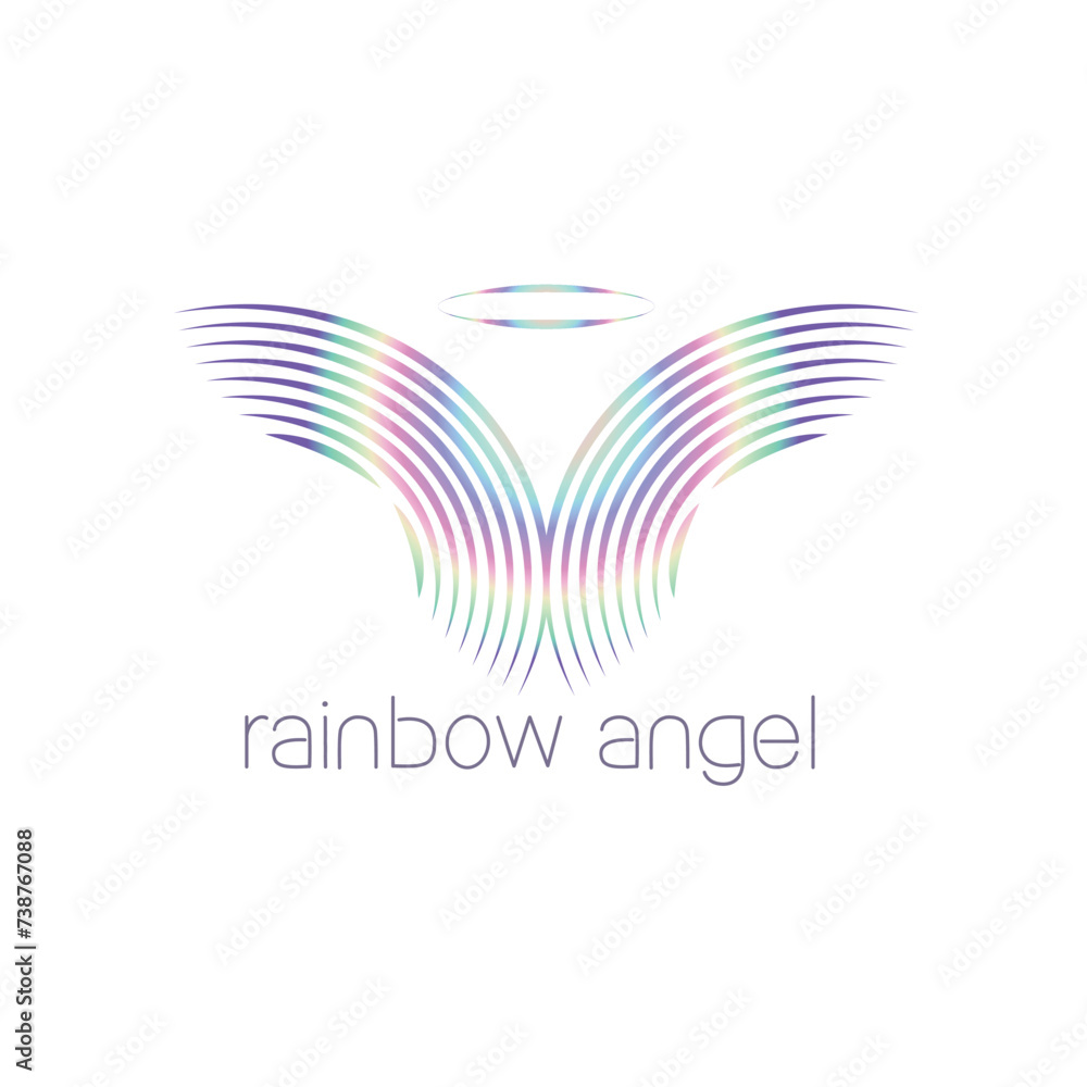 Rainbow angel logo beautiful design vector
