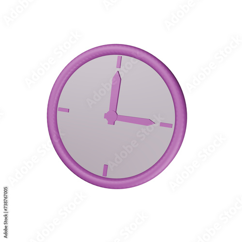 Wall Clock Watch 3D Icon Element Render Transparent Background