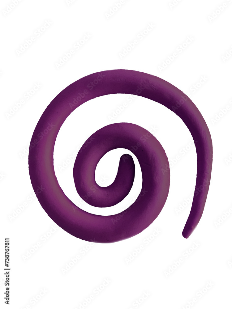 Dark purple circular plasticine on a clear background.