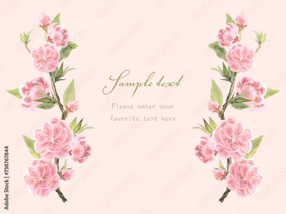 桃の花のフレーム（ポストカード）