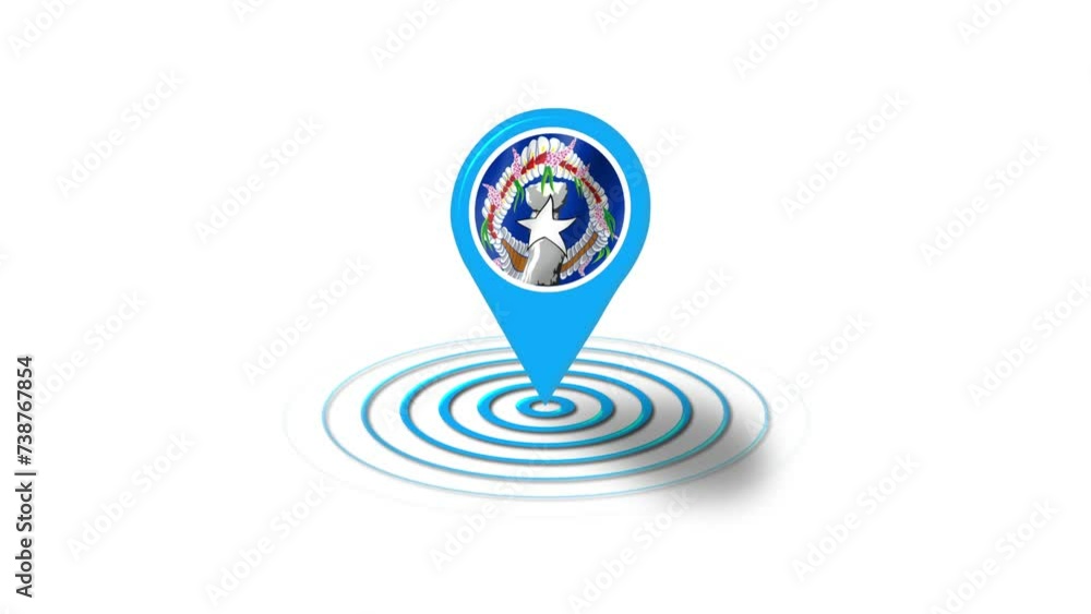 Northern Mariana Islands flag icon 3d GPS location tracking animation in white background Northern Mariana Islands flag icon 3d GPS location tracking animation in white background