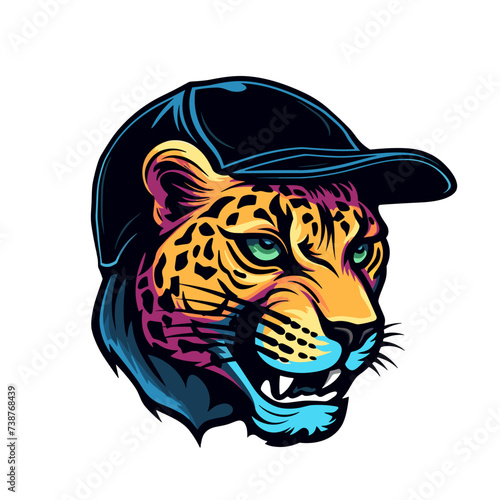 Jaguar head in a hat. Vector illustration for your design