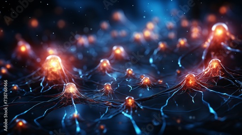 a close up of a network of neurons photo