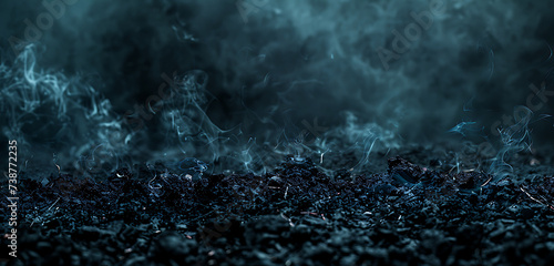 dirt is burnt over black smoke background in the styl