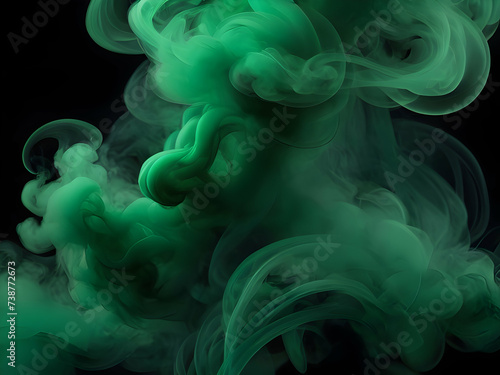 abstract green smoke with dark shades