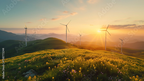 Green energy in action: Use a professional camera to capture the dynamic motion and elegance of sustainable energy sources in operation. Well exposed.