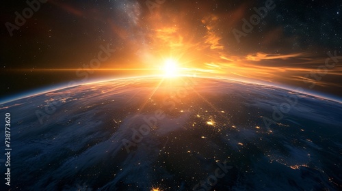 a sun rising over the earth