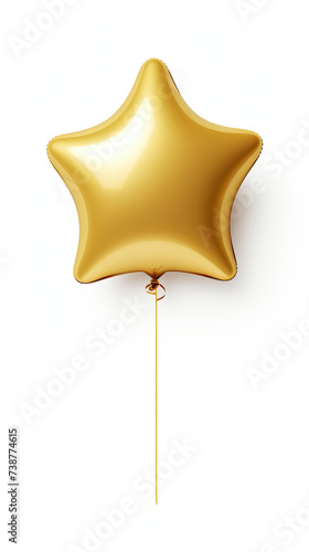 Gold star shape balloon for party and celebration. isolated on white background