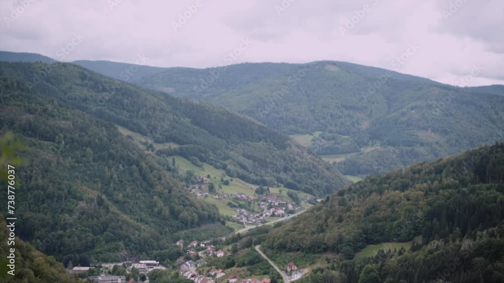 Scenic View Of Lush Forests On Valley Against Sky Scenic View Of Lush Forests On Valley Against Sky