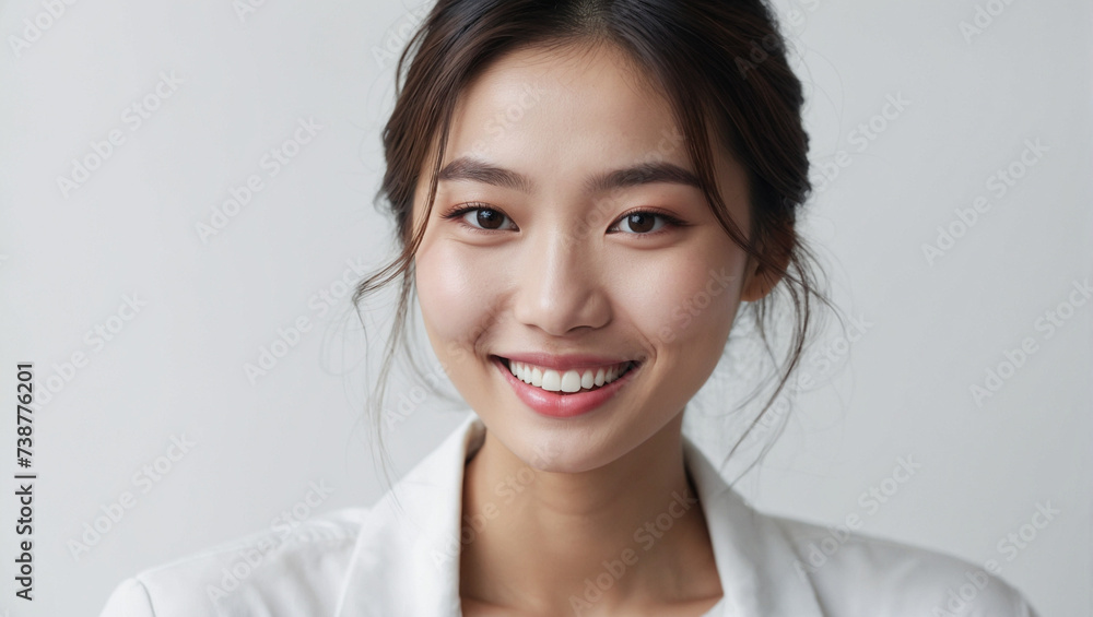 Closeup photo portrait of a beautiful young korean instagram model woman smiling with white teeth
Closeup photo portrait of a beautiful young korean instagram model woman smiling with white teeth
