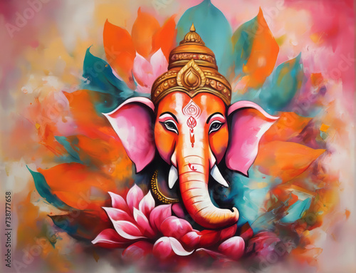 Illustration of Lord Ganesha, the son of God Shiva and Goddess Parvati. The Hindu God Ganesha is the remover of obstacles .He is the first God to be worshipped in all Hindu rites and rituals.