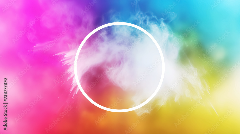 an abstract and artistic representation with a blend of bright and vivid colors with white circle is in the center an abstract and artistic representation with a blend of bright and vivid colors with white circle is in the center