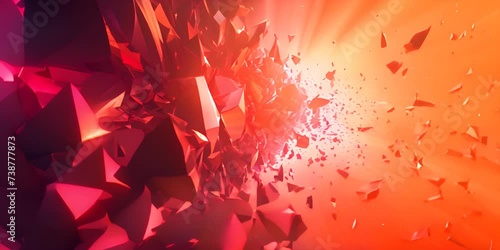 Red abstract explosion graphic. The concept of energy and dynamics. photo