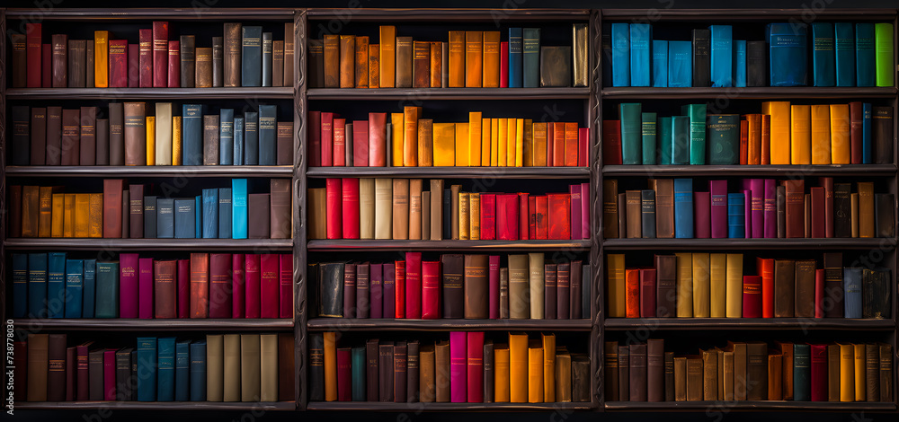 Bibliothèques remplies de livres colorés Bibliothèques remplies de livres colorés